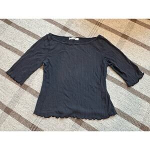 We The Free People Sweet And Salty T Shirt Vintage Black Small Crop 3/4